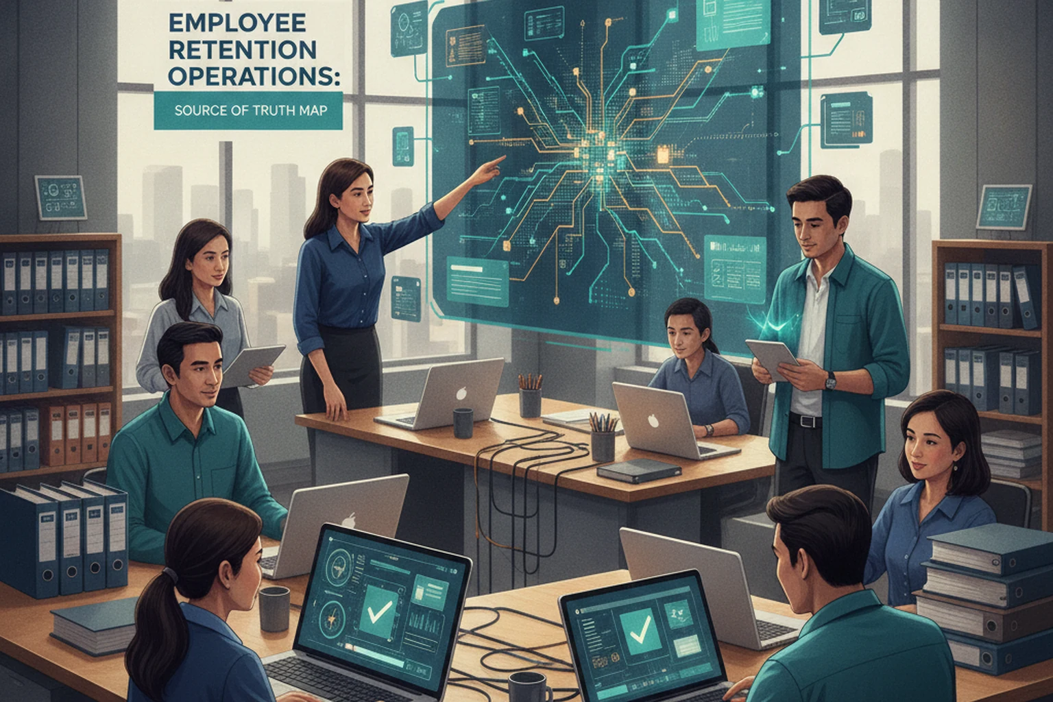 Employee Retention Operations: Source of Truth Map editorial illustration