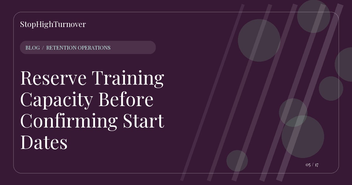 Editorial illustration for Reserve Training Capacity Before Confirming Start Dates
