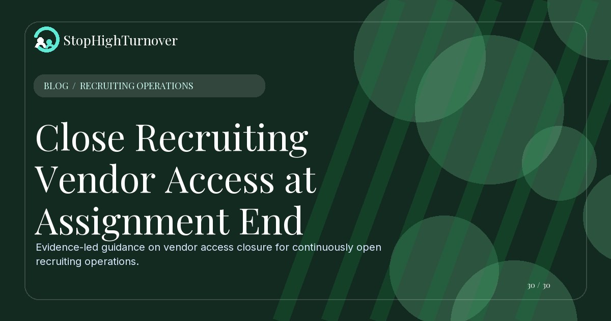 Editorial illustration for Close Recruiting Vendor Access at Assignment End
