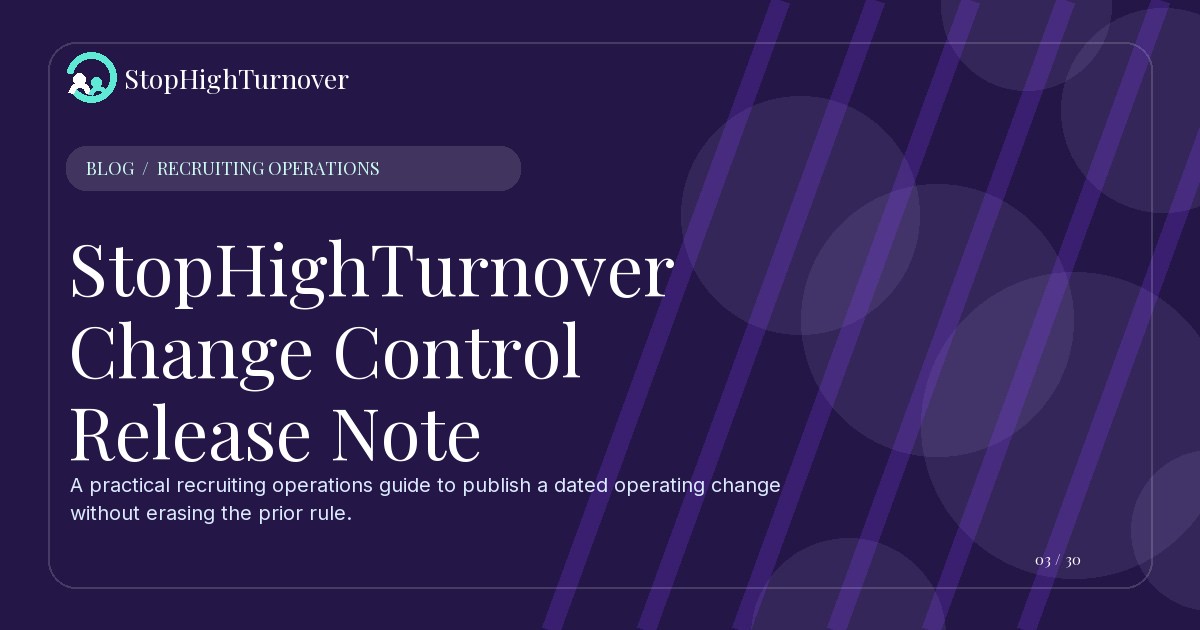 Editorial illustration for StopHighTurnover Change Control Release Note