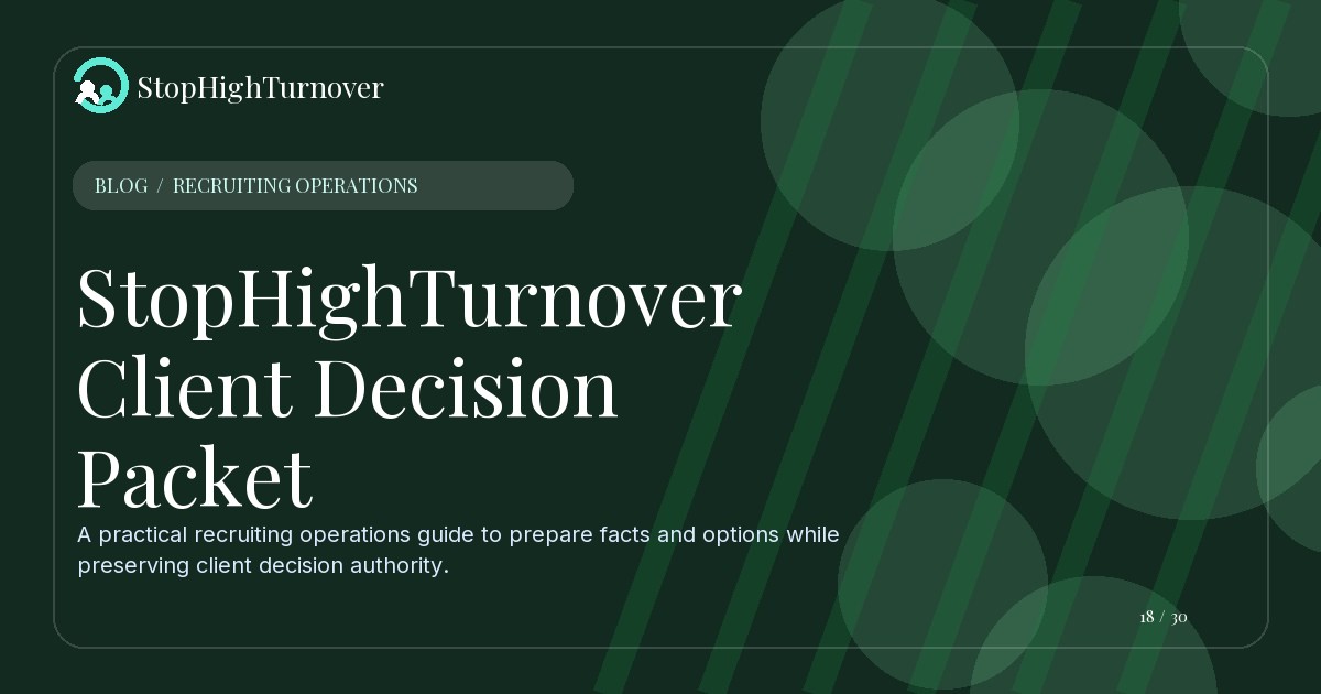Editorial illustration for StopHighTurnover Client Decision Packet
