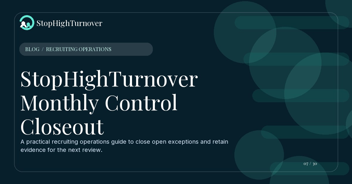 Editorial illustration for StopHighTurnover Monthly Control Closeout