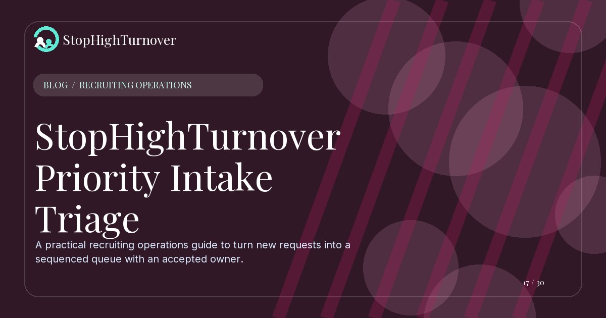 Editorial illustration for StopHighTurnover Priority Intake Triage