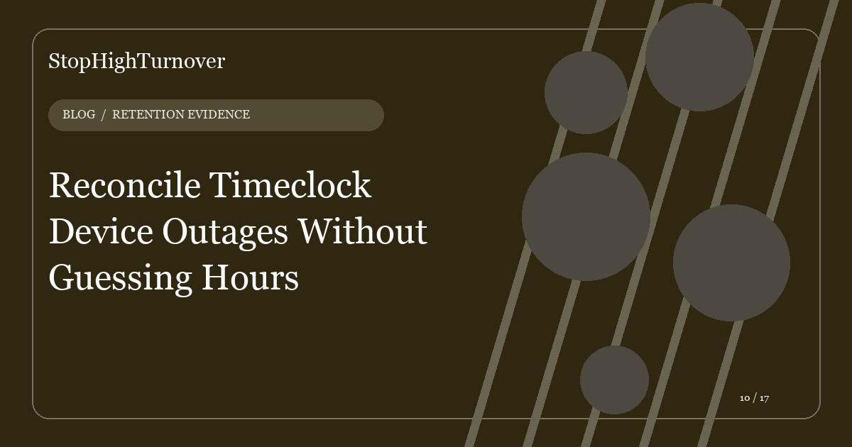 Editorial illustration for Reconcile Timeclock Device Outages Without Guessing Hours