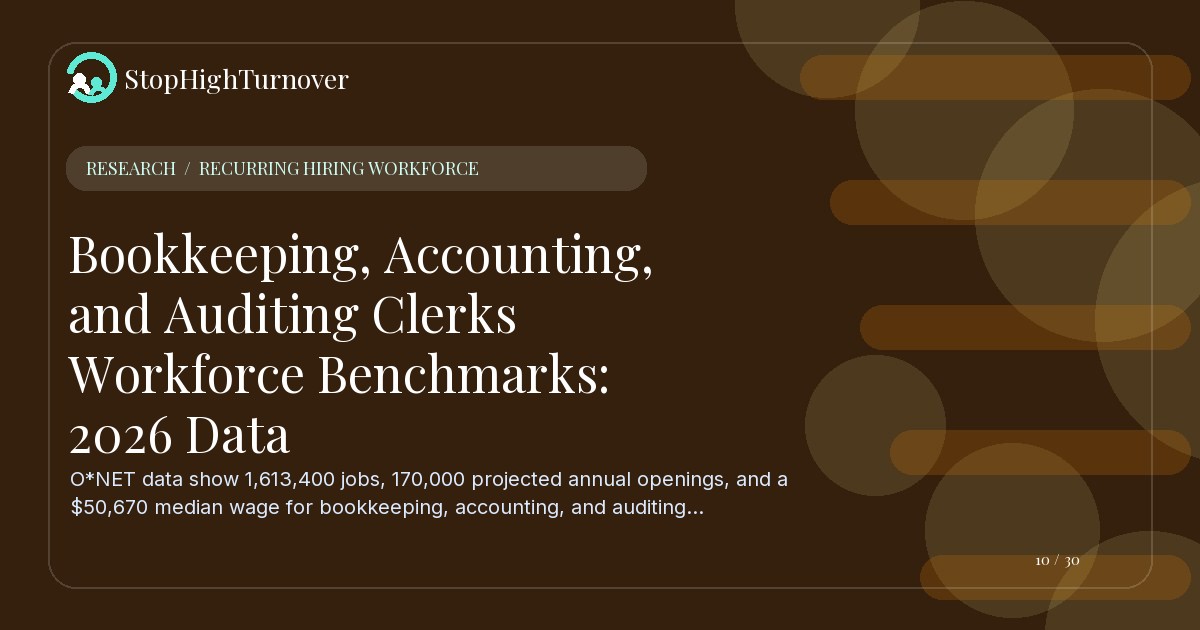 Research resource about Bookkeeping, Accounting, and Auditing Clerks Workforce Benchmarks: 2026 Data