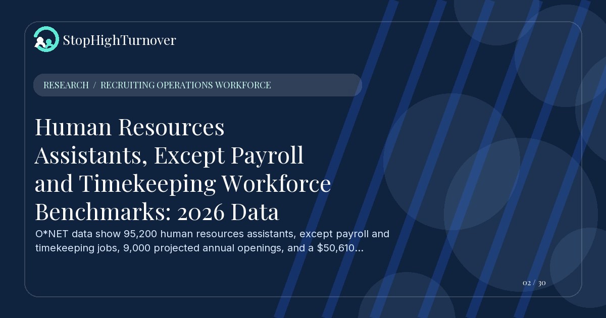 Research resource about Human Resources Assistants, Except Payroll and Timekeeping Workforce Benchmarks: 2026 Data