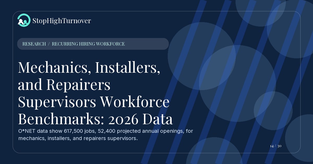 Research summary for Mechanics, Installers, and Repairers Supervisors Workforce Benchmarks: 2026 Data