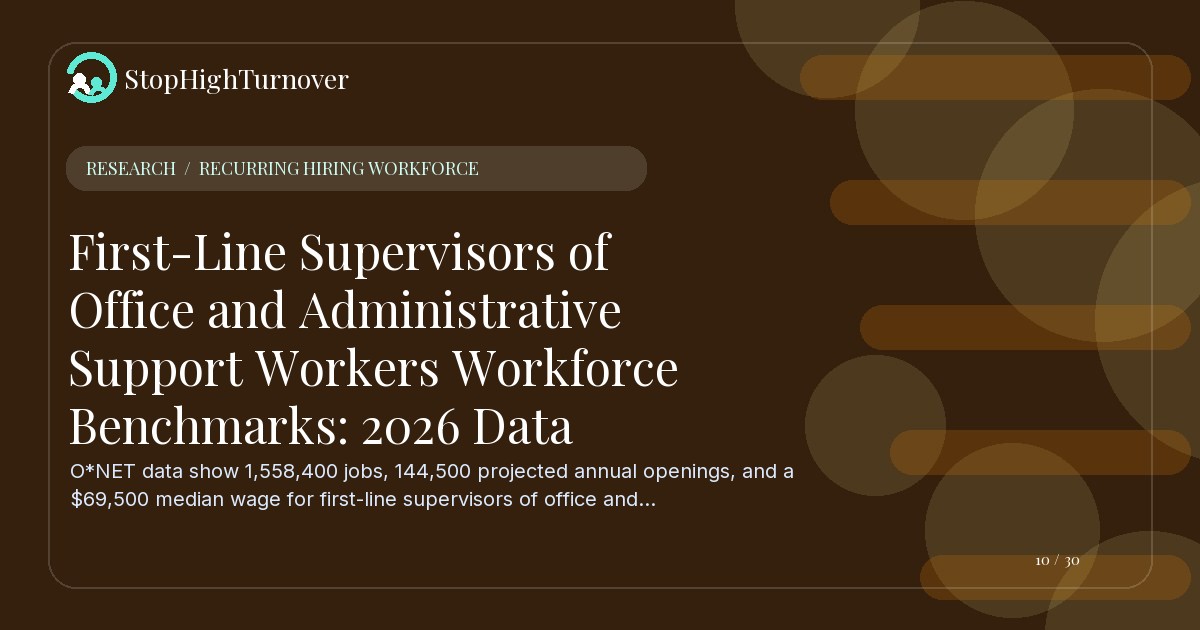 Research resource about First-Line Supervisors of Office and Administrative Support Workers Workforce Benchmarks: 2026 Data