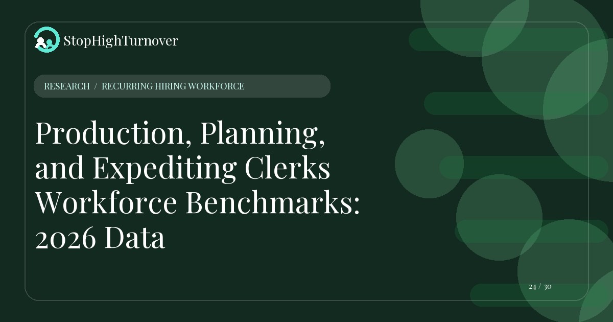 Research resource about Production, Planning, and Expediting Clerks Workforce Benchmarks: 2026 Data