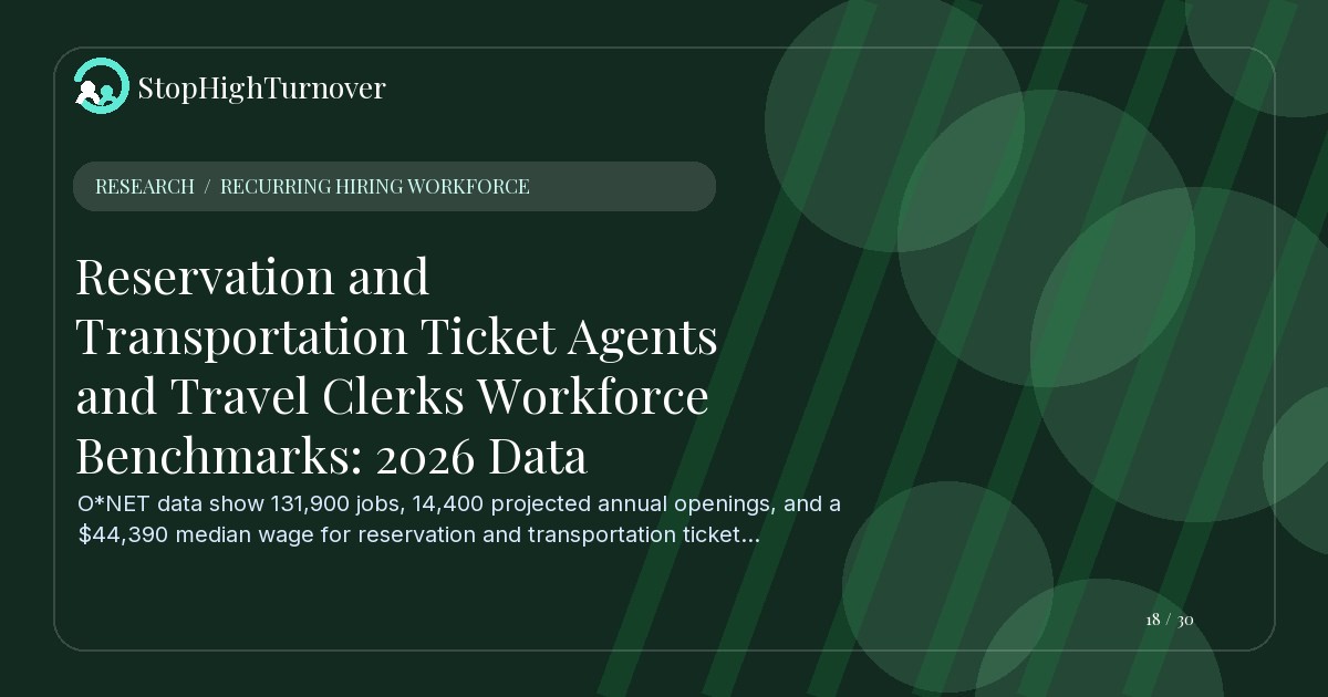 Research resource about Reservation and Transportation Ticket Agents and Travel Clerks Workforce Benchmarks: 2026 Data