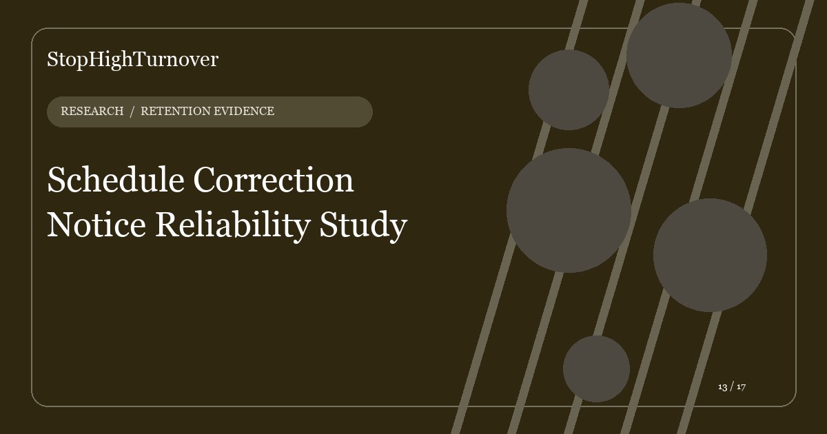 Data guide about Schedule Correction Notice Reliability Study