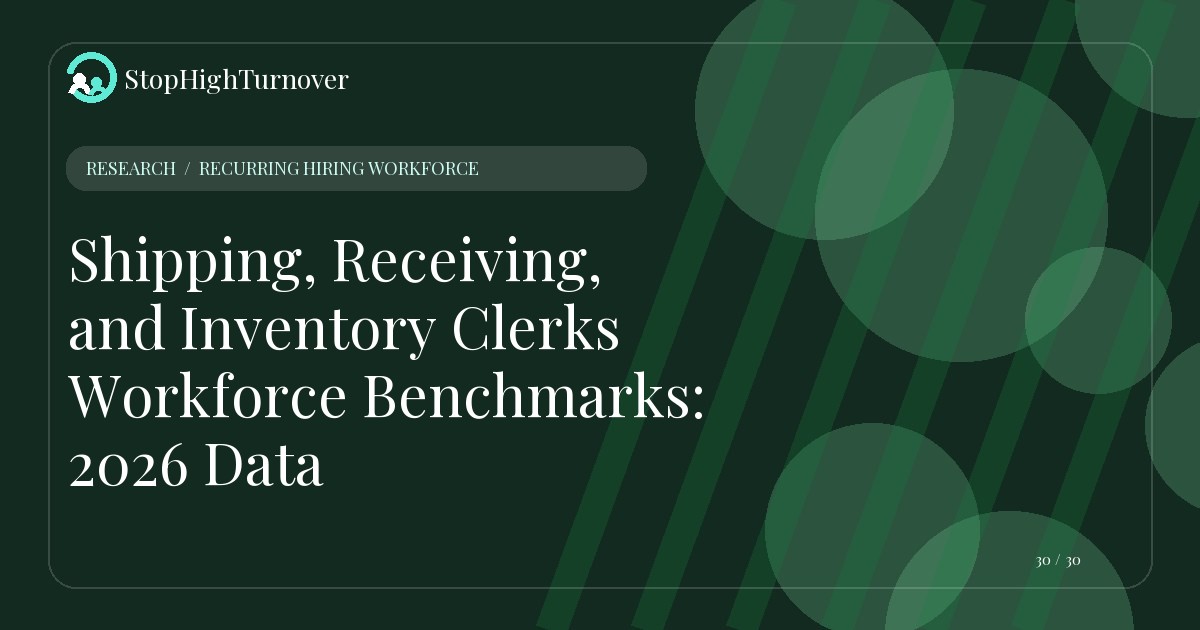 Research resource about Shipping, Receiving, and Inventory Clerks Workforce Benchmarks: 2026 Data