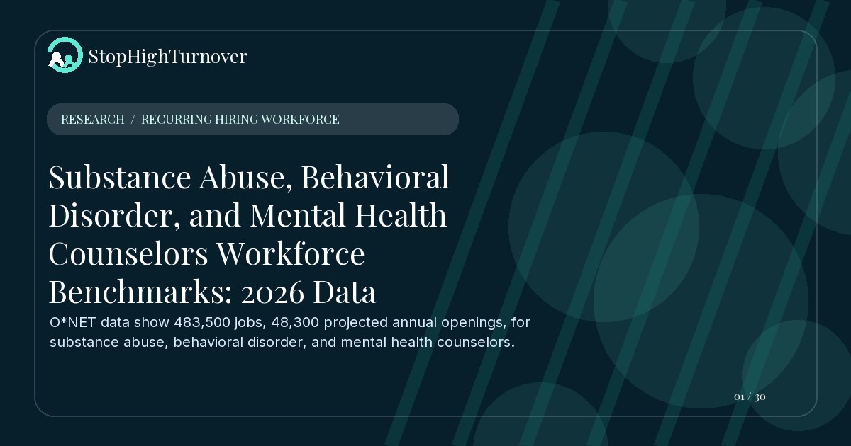 Research summary for Substance Abuse, Behavioral Disorder, and Mental Health Counselors Workforce Benchmarks: 2026 Data