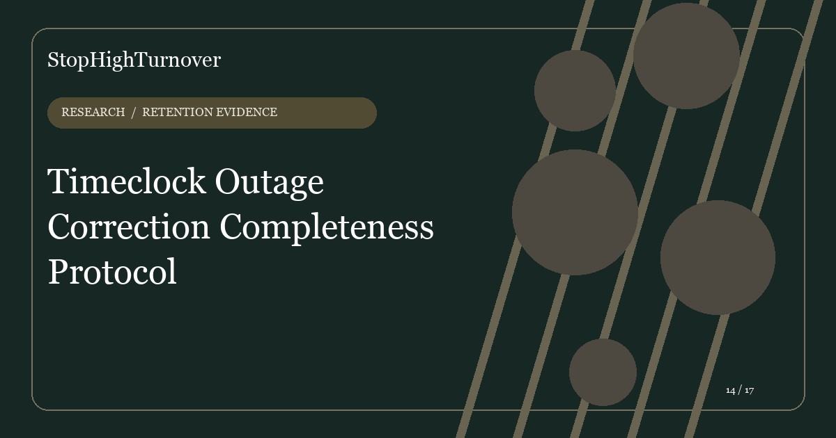 Data guide about Timeclock Outage Correction Completeness Protocol