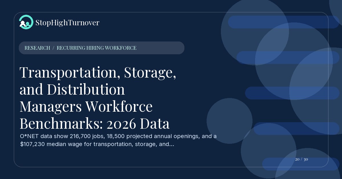 Research resource about Transportation, Storage, and Distribution Managers Workforce Benchmarks: 2026 Data